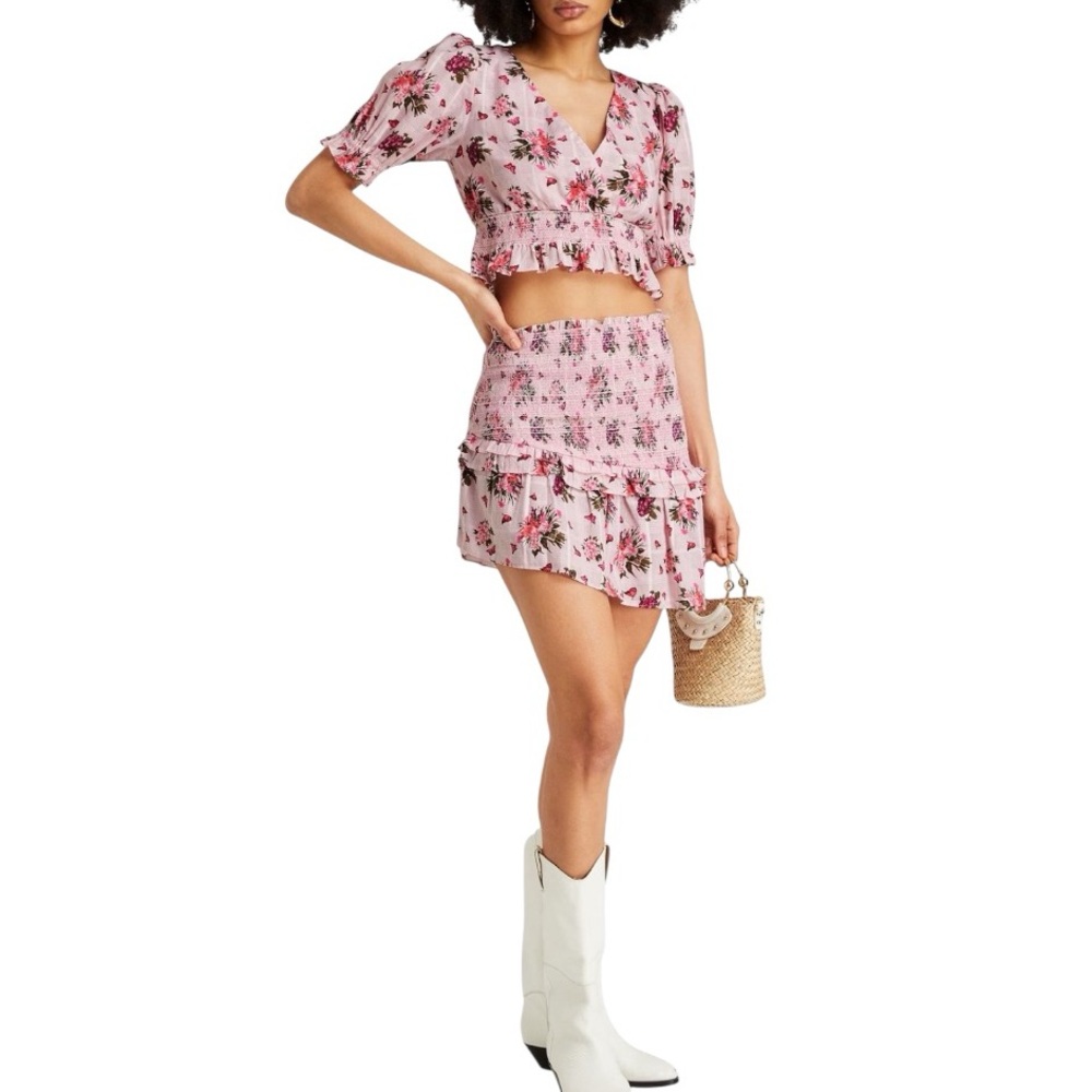 LOVESHACKFANCY Floral Crop Top & Mini Skirt - Women’s Size Medium (US 6) - New